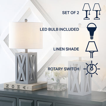 Stewart 21.5" Wood LED Table Lamp